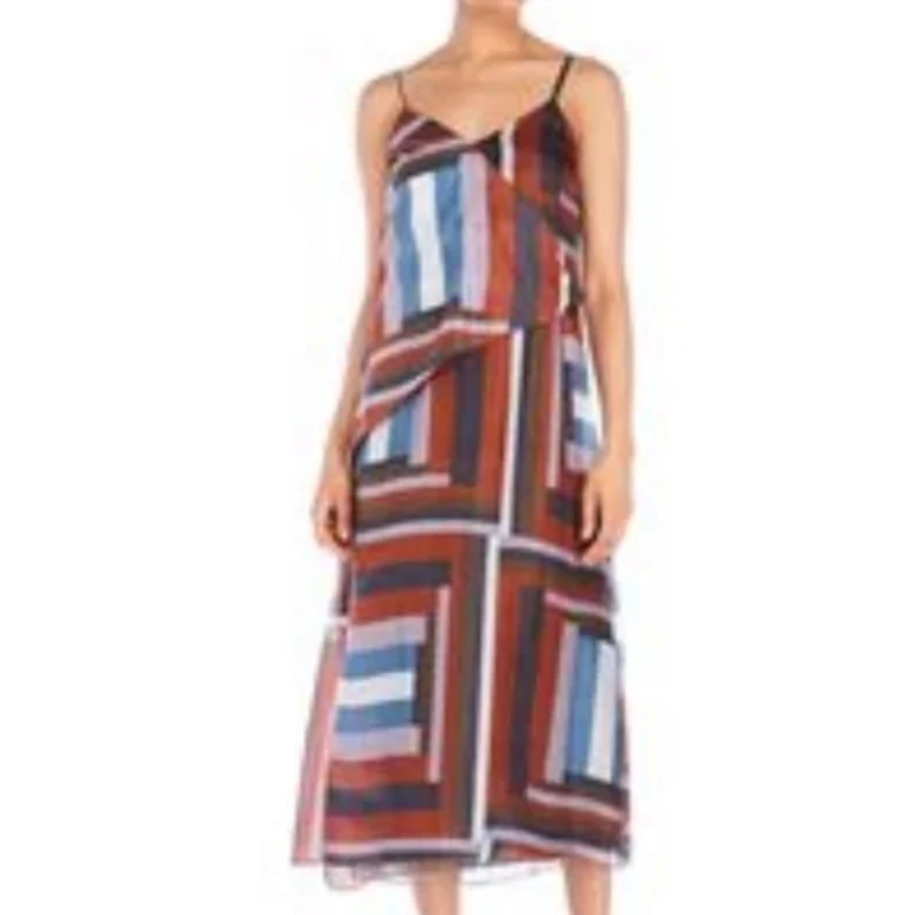 Etienne Aigner Printed Silk Dress Purple Multi
